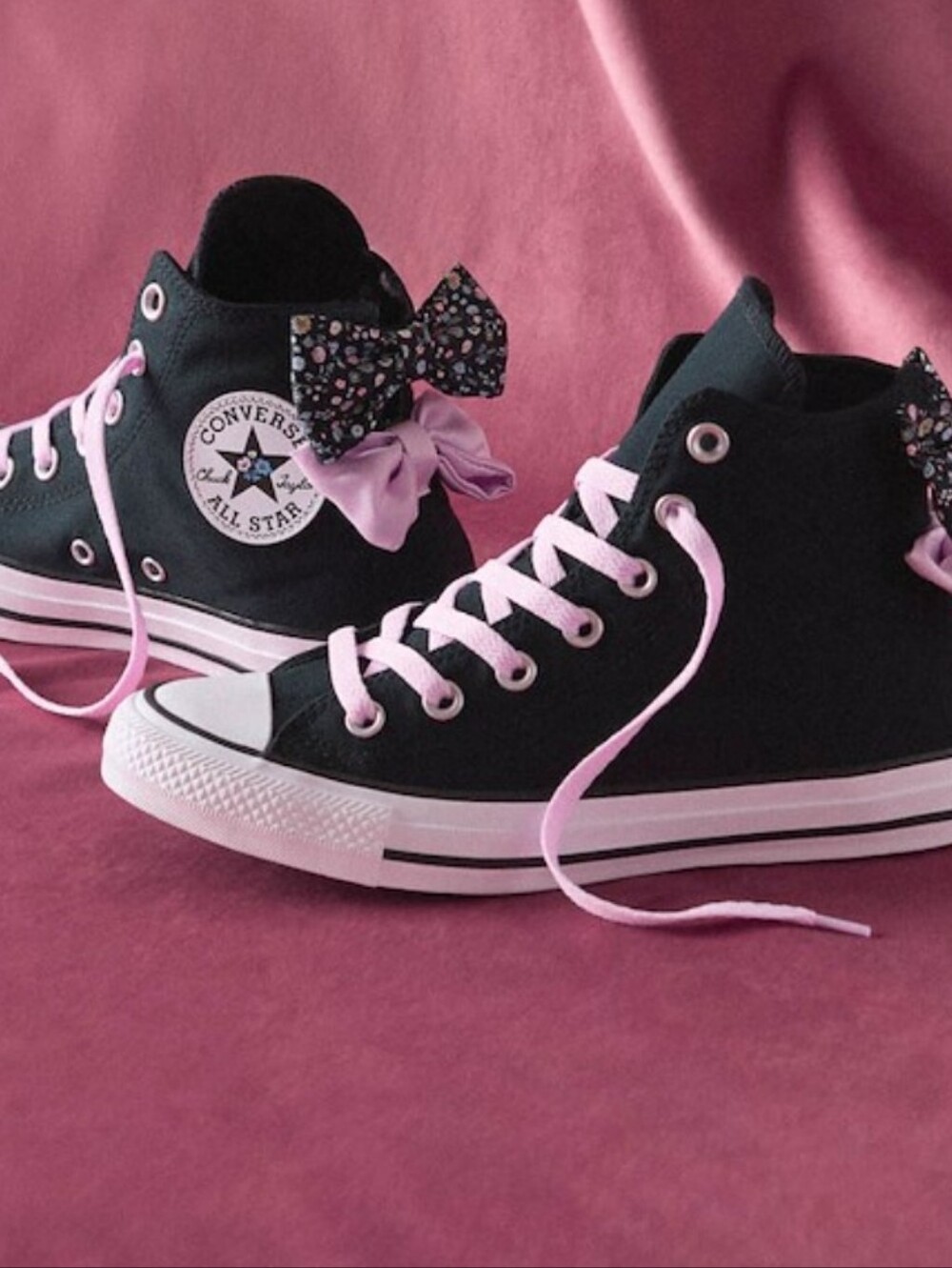 Converse Chuck Taylor All-Star Bow High-Top Sneakers- Black/New Found Bloom
